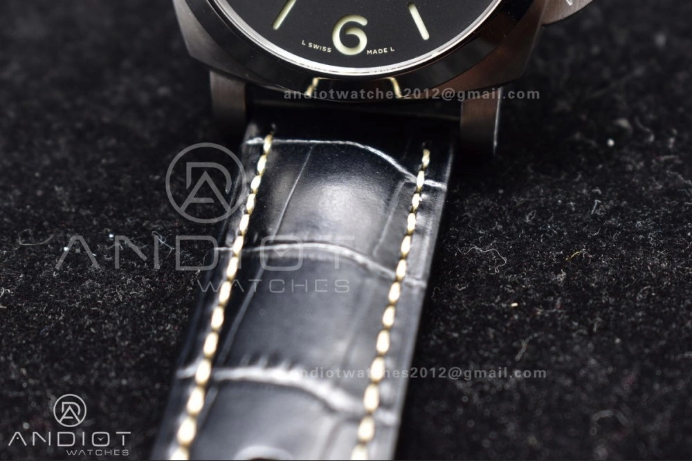 PAM1312 SBF 1:1 Best Edition Black Dial on Black Leather Strap P.9010 Clone RelaxedFit 350
