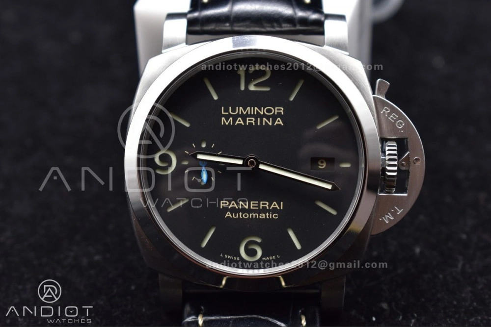 PAM1312 SBF 1:1 Best Edition Black Dial on Black Leather Strap P.9010 Clone RelaxedFit 350