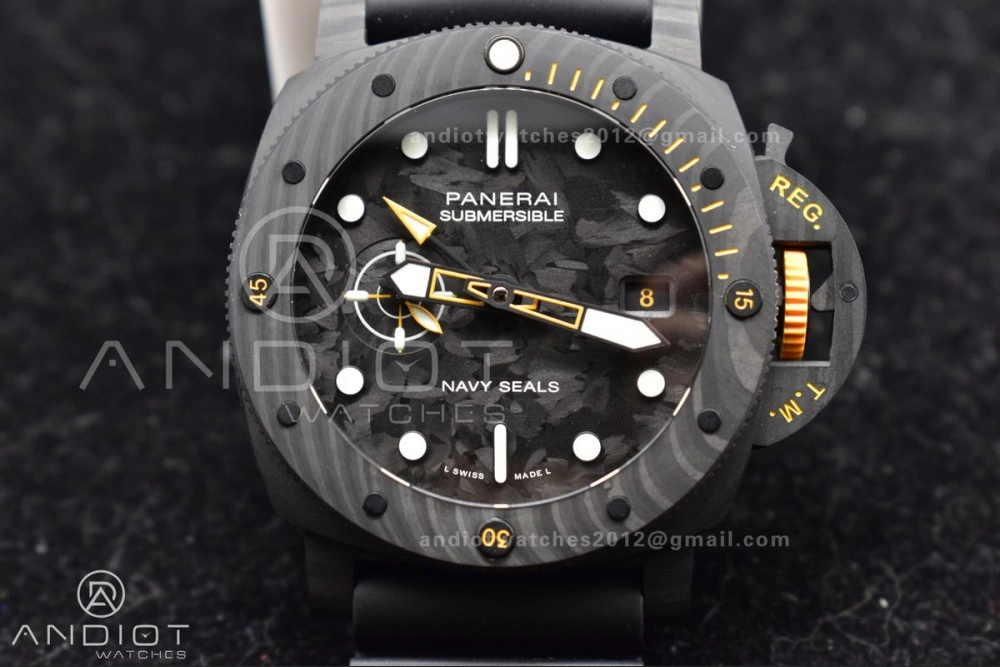 EyeCatching PAM1324 Carbotech VSF 1:1 Best Edition Black Dial On Black Rubber Strap P 985
