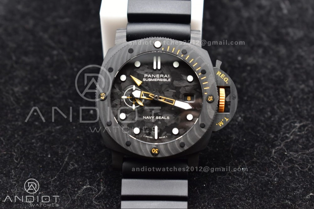 EyeCatching PAM1324 Carbotech VSF 1:1 Best Edition Black Dial On Black Rubber Strap P 985