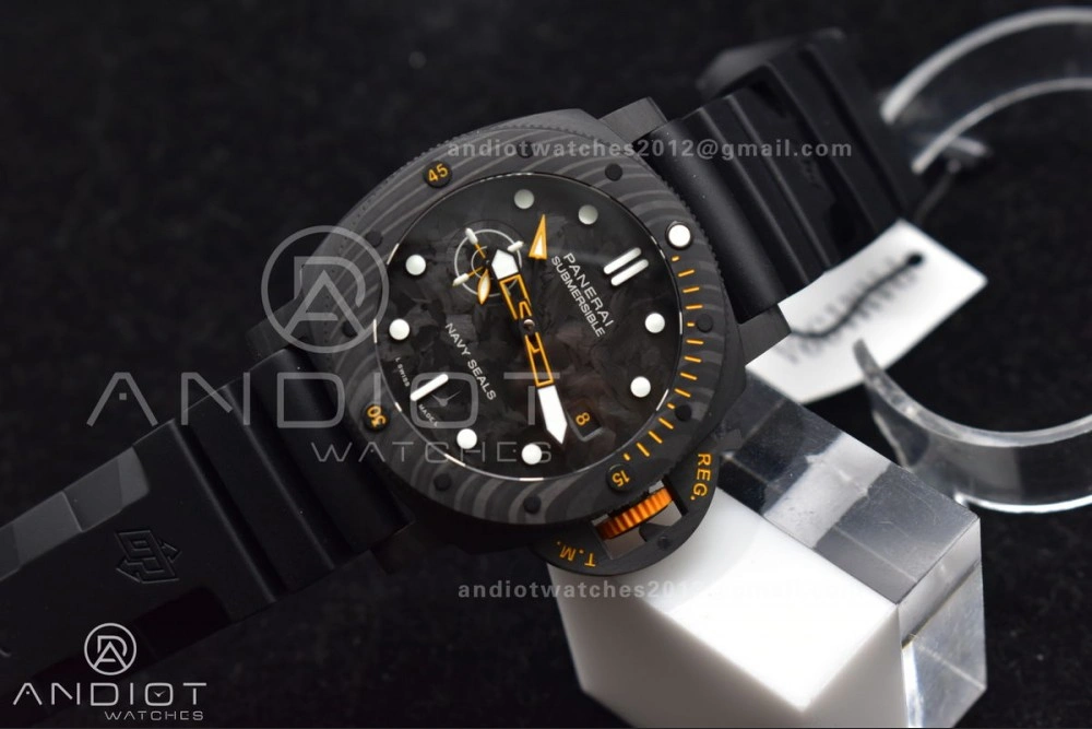 EyeCatching PAM1324 Carbotech VSF 1:1 Best Edition Black Dial On Black Rubber Strap P 985
