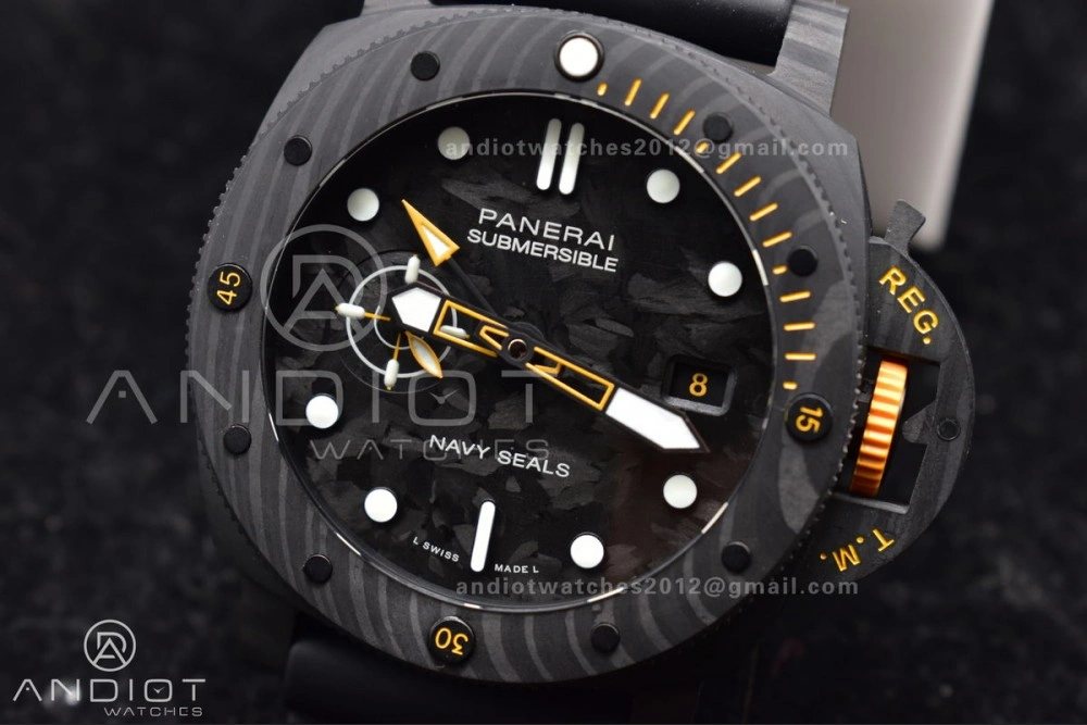 EyeCatching PAM1324 Carbotech VSF 1:1 Best Edition Black Dial On Black Rubber Strap P 985