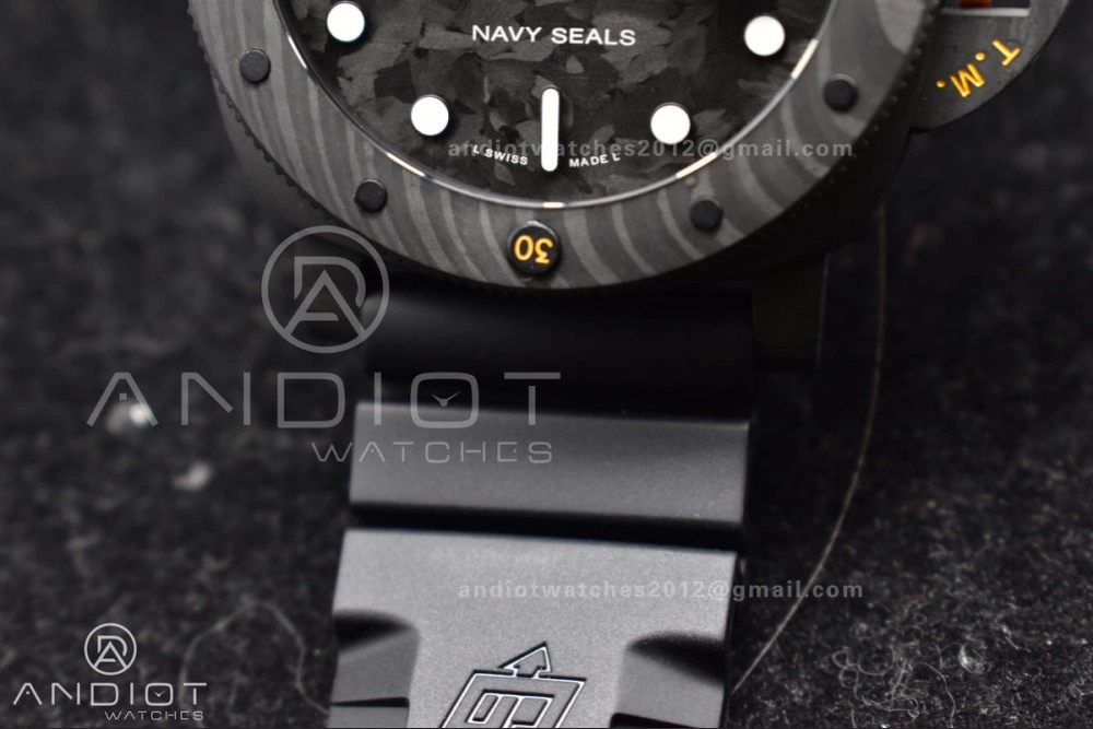 EyeCatching PAM1324 Carbotech VSF 1:1 Best Edition Black Dial On Black Rubber Strap P 985