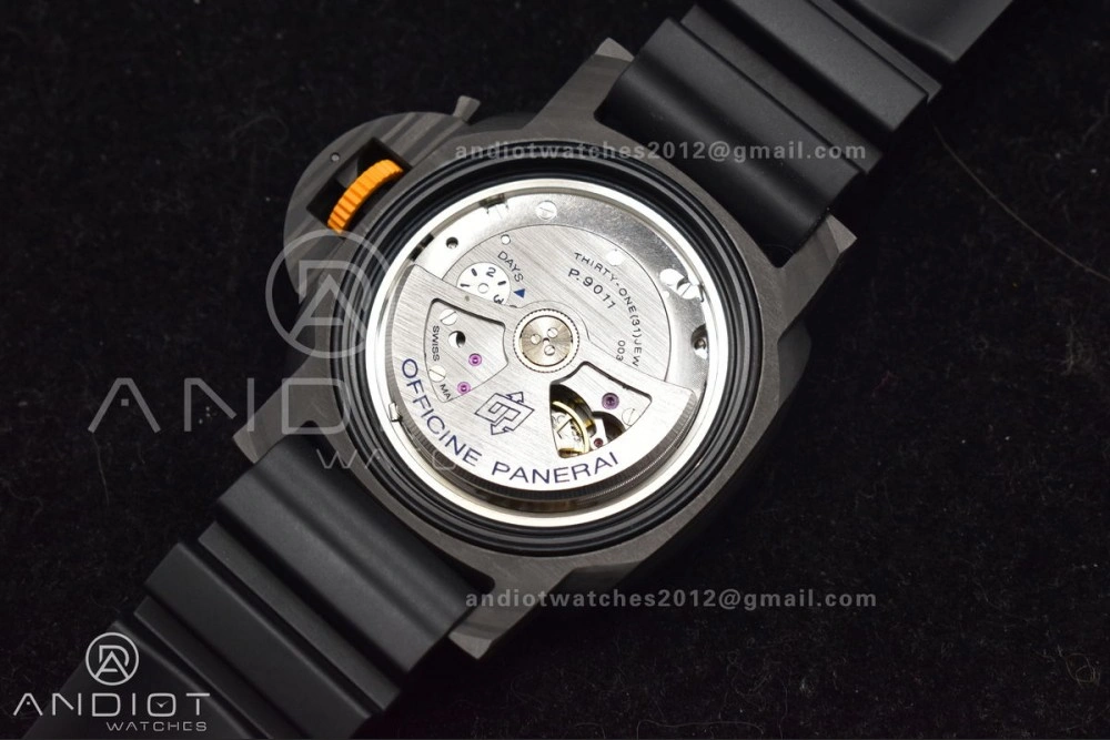 EyeCatching PAM1324 Carbotech VSF 1:1 Best Edition Black Dial On Black Rubber Strap P 985