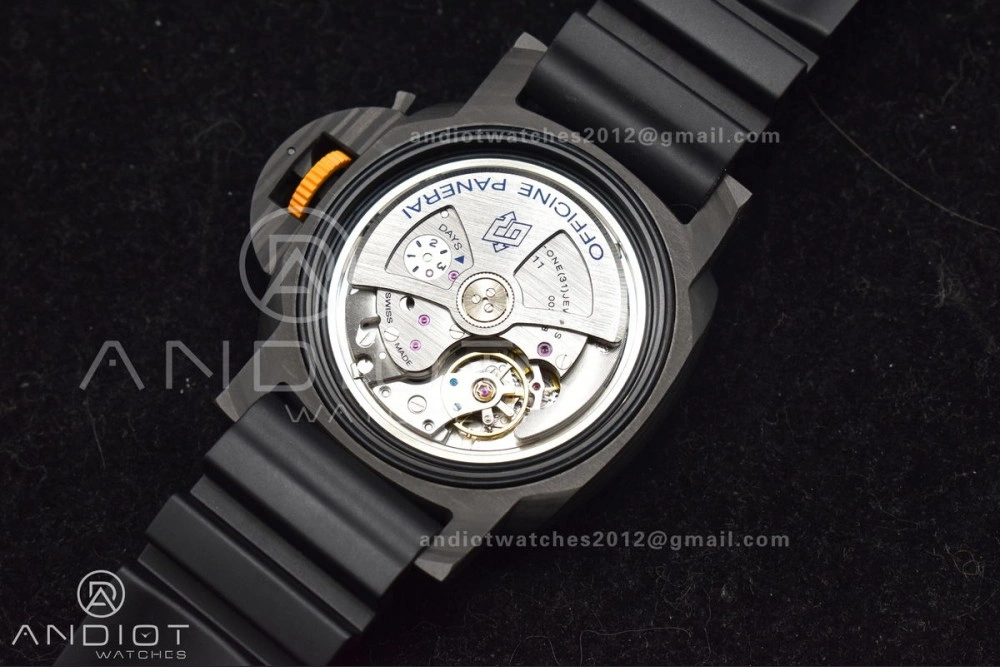 EyeCatching PAM1324 Carbotech VSF 1:1 Best Edition Black Dial On Black Rubber Strap P 985