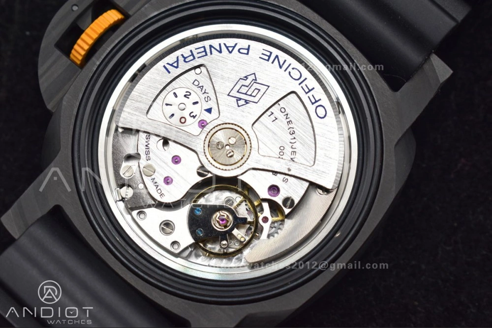 EyeCatching PAM1324 Carbotech VSF 1:1 Best Edition Black Dial On Black Rubber Strap P 985