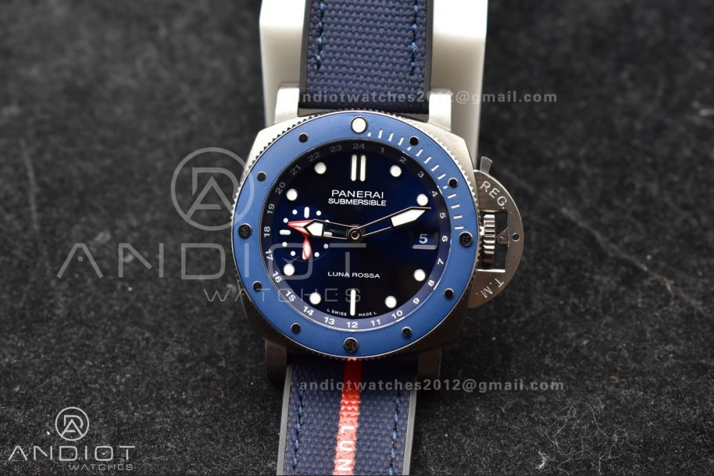 Modern PAM1507 Submersible GMT Luna Rossa 42mm VSF 1:1 Best Edition on Blue Nylon Strap P 329