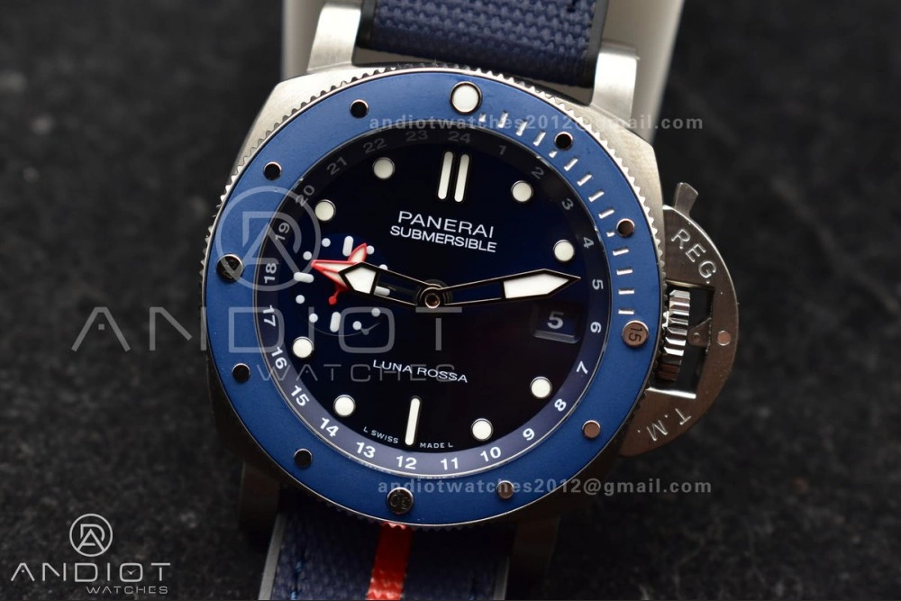 Modern PAM1507 Submersible GMT Luna Rossa 42mm VSF 1:1 Best Edition on Blue Nylon Strap P 329