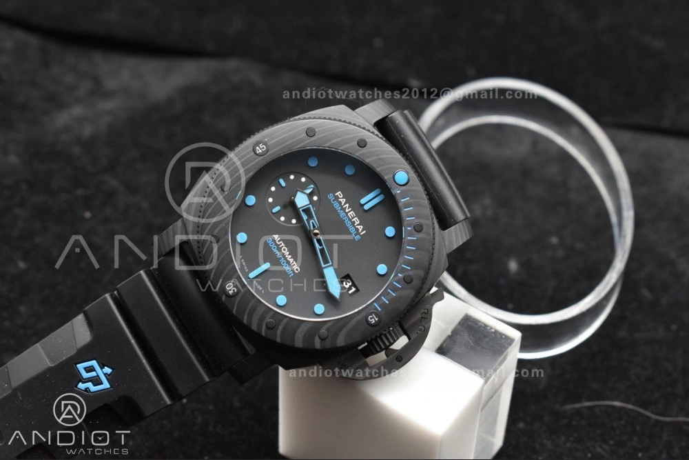 PAM1616 Carbotech 47mm VSF Best Edition Black Dial Blue Markers on Rubber Strap P.9010 Clone FastDry 345