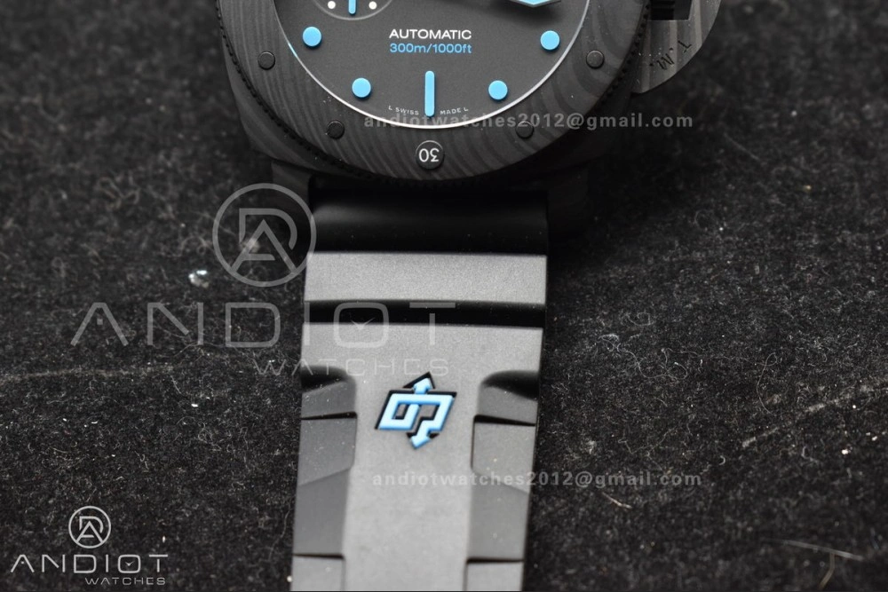 PAM1616 Carbotech 47mm VSF Best Edition Black Dial Blue Markers on Rubber Strap P.9010 Clone FastDry 345