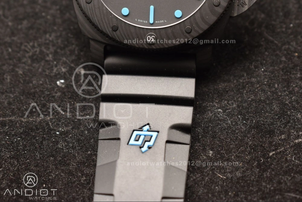 PAM1616 Carbotech 47mm VSF Best Edition Black Dial Blue Markers on Rubber Strap P.9010 Clone FastDry 345