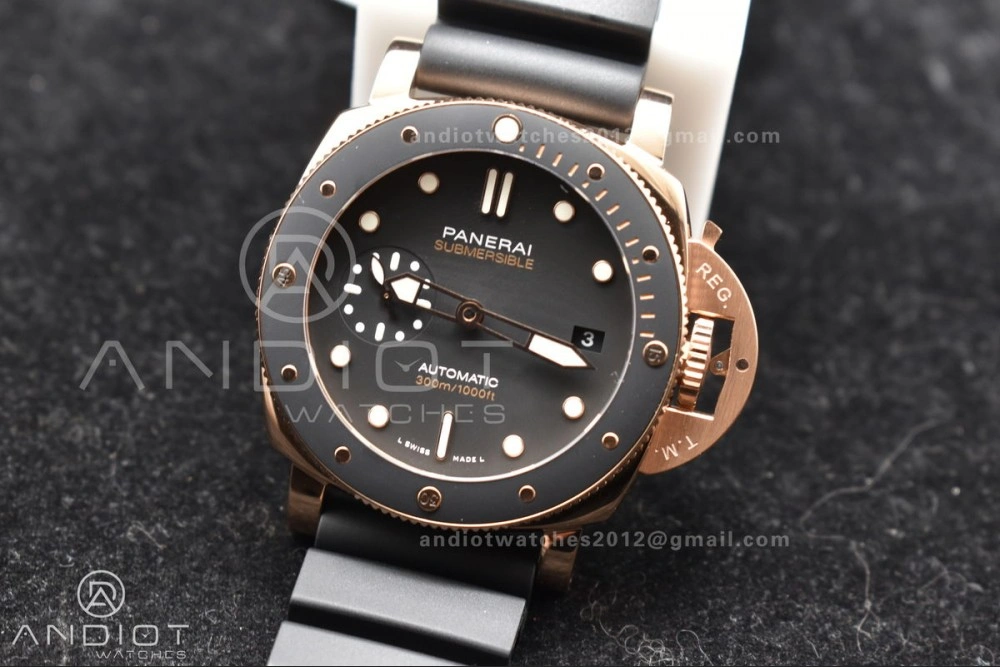 Original PAM2164 Submersible 42mm VSF Best Edition Black Dial on Black Rubber Strap P 325