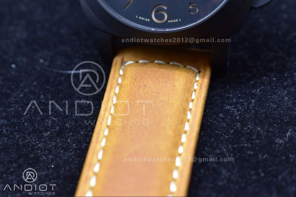 Original PAM441 O Real Ceramic SBF 1:1 Best Edition on Brown Asso Strap P.9001 Super Clone 442