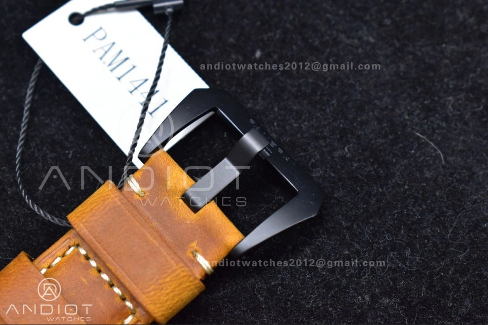 Original PAM441 O Real Ceramic SBF 1:1 Best Edition on Brown Asso Strap P.9001 Super Clone 442