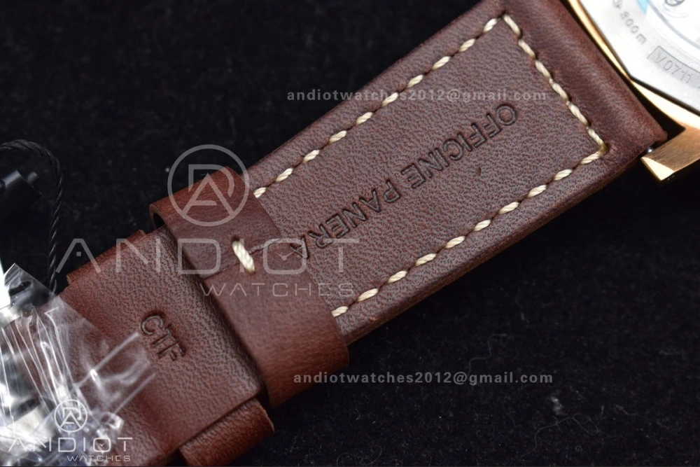 PAM968 V Bronzo VSF 1:1 Best Edition Brown Ceramic Bezel and Dial on Brown Calfskin Strap P.9010 Clone Functional 995