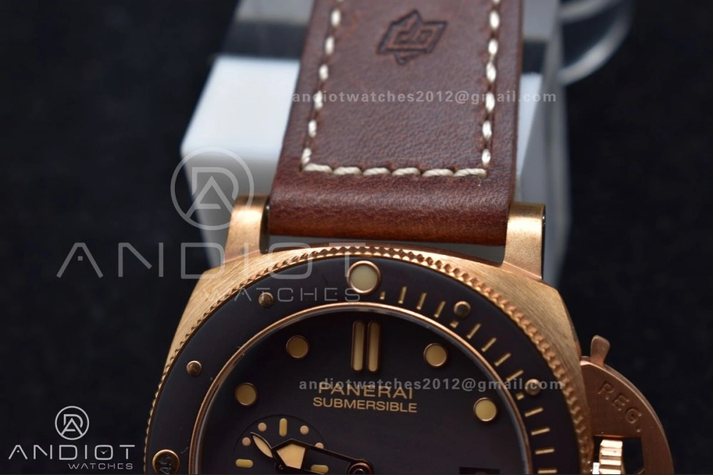 PAM968 V Bronzo VSF 1:1 Best Edition Brown Ceramic Bezel and Dial on Brown Calfskin Strap P.9010 Clone Functional 995