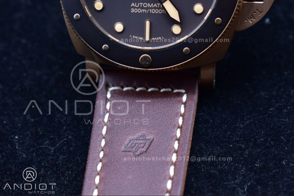 PAM968 V Bronzo VSF 1:1 Best Edition Brown Ceramic Bezel and Dial on Brown Calfskin Strap P.9010 Clone Functional 995