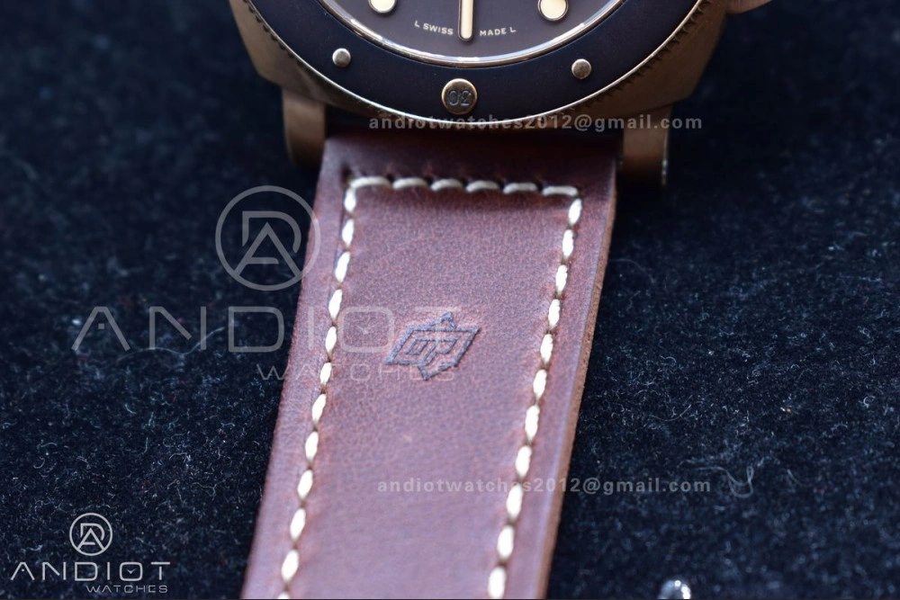 PAM968 V Bronzo VSF 1:1 Best Edition Brown Ceramic Bezel and Dial on Brown Calfskin Strap P.9010 Clone Functional 995