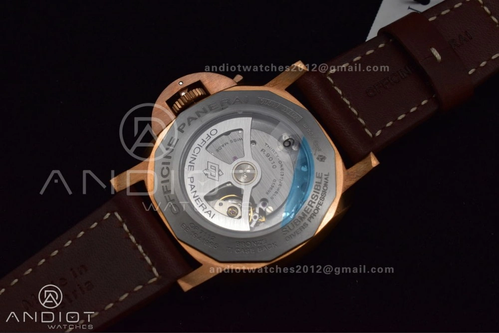 PAM968 V Bronzo VSF 1:1 Best Edition Brown Ceramic Bezel and Dial on Brown Calfskin Strap P.9010 Clone Functional 995