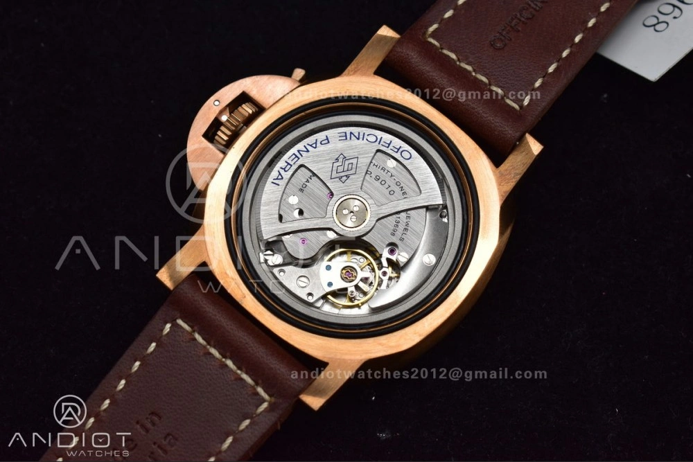 PAM968 V Bronzo VSF 1:1 Best Edition Brown Ceramic Bezel and Dial on Brown Calfskin Strap P.9010 Clone Functional 995