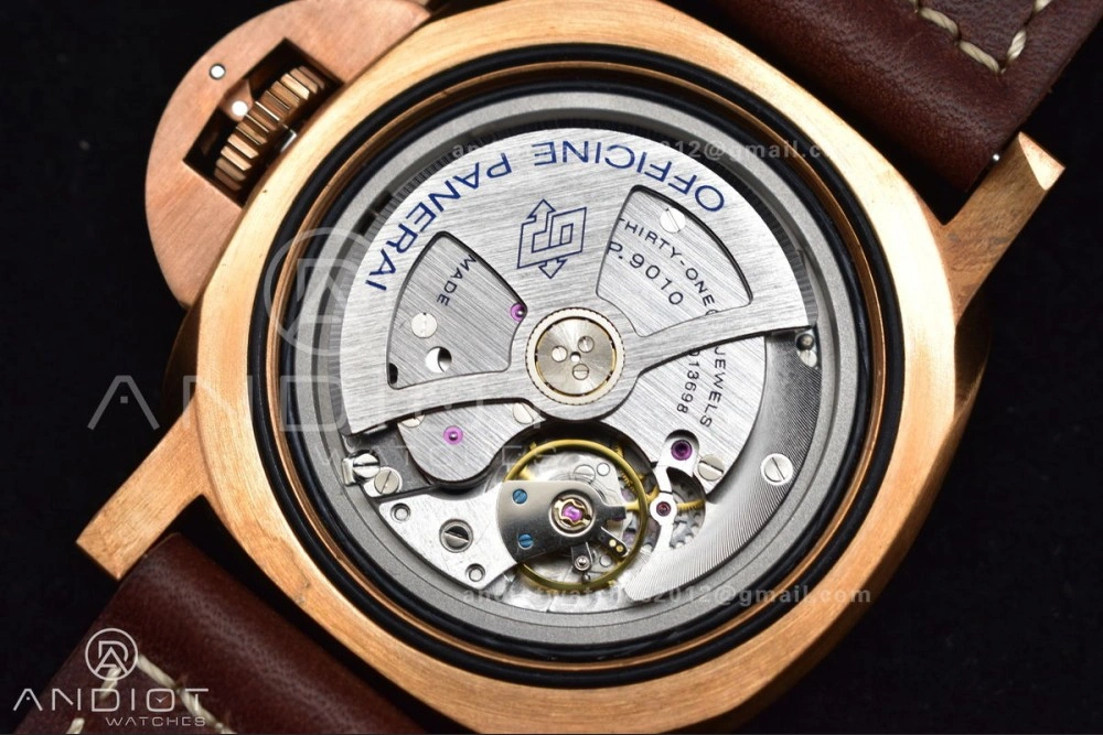 PAM968 V Bronzo VSF 1:1 Best Edition Brown Ceramic Bezel and Dial on Brown Calfskin Strap P.9010 Clone Functional 995