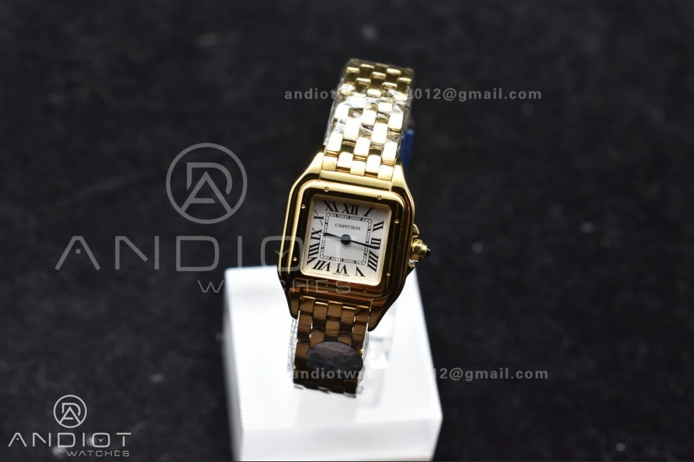 Trendy Panthère 22mm BVF 1:1 Best Edition Full YG White Dial On Full YG Bracelet Ronda Quartz 1000