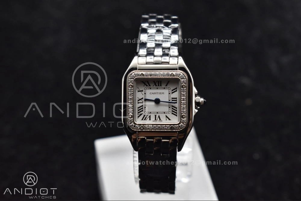 Panthère 22mm BVF 1:1 Best Edition SS White Dial Diamonds Bezel on SS Bracelet Ronda Quartz Neat 1006