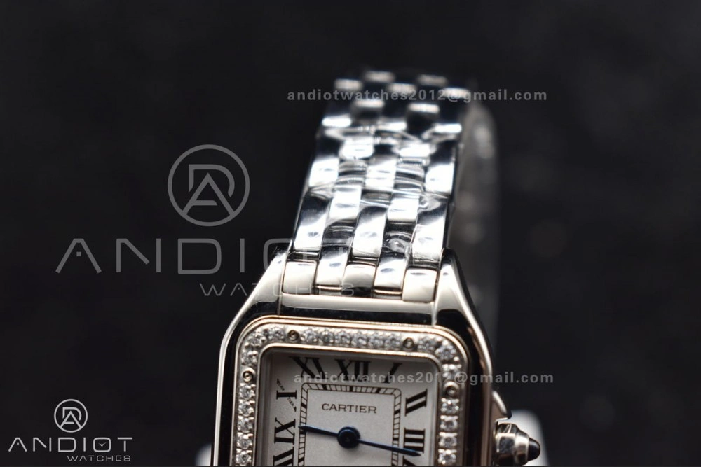Panthère 22mm BVF 1:1 Best Edition SS White Dial Diamonds Bezel on SS Bracelet Ronda Quartz Neat 1006
