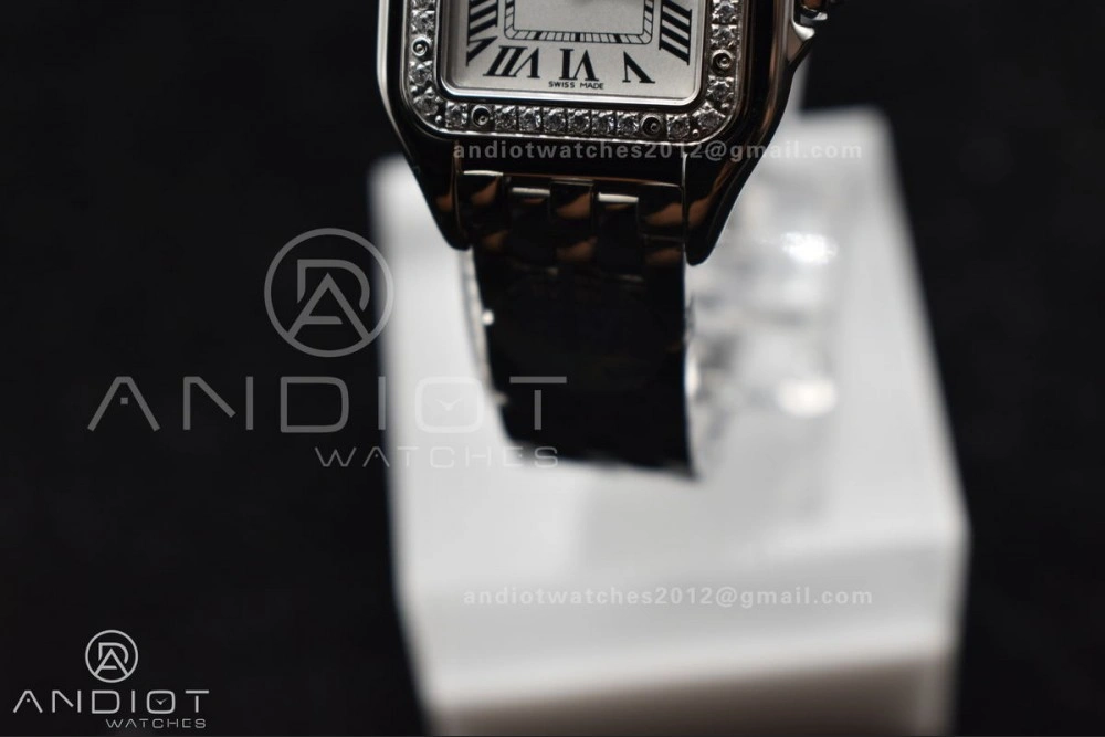 Panthère 22mm BVF 1:1 Best Edition SS White Dial Diamonds Bezel on SS Bracelet Ronda Quartz Neat 1006
