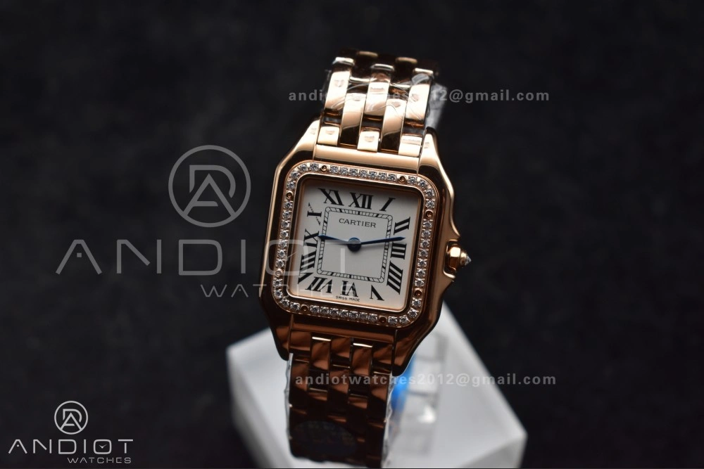 Comfortable Panthère 27mm BVF 1:1 Best Edition RG White Dial Diamonds Bezel on RG Bracelet Ronda Quartz 209