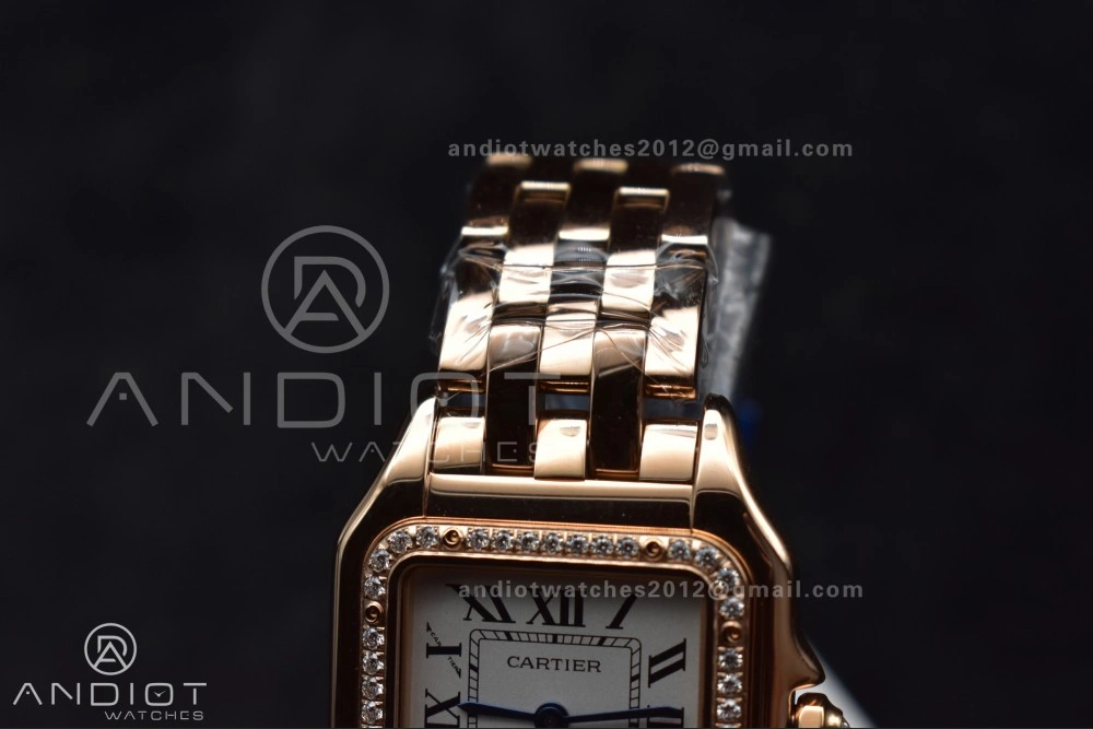 Comfortable Panthère 27mm BVF 1:1 Best Edition RG White Dial Diamonds Bezel on RG Bracelet Ronda Quartz 209