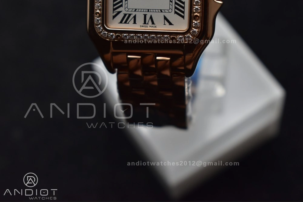 Comfortable Panthère 27mm BVF 1:1 Best Edition RG White Dial Diamonds Bezel on RG Bracelet Ronda Quartz 209