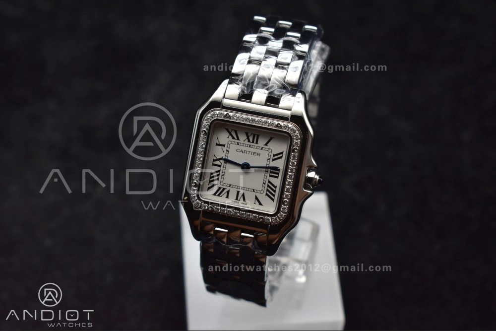 Durable Panthère 27mm BVF 1:1 Best Edition SS White Dial Diamonds Bezel on SS Bracelet Ronda Quartz 228