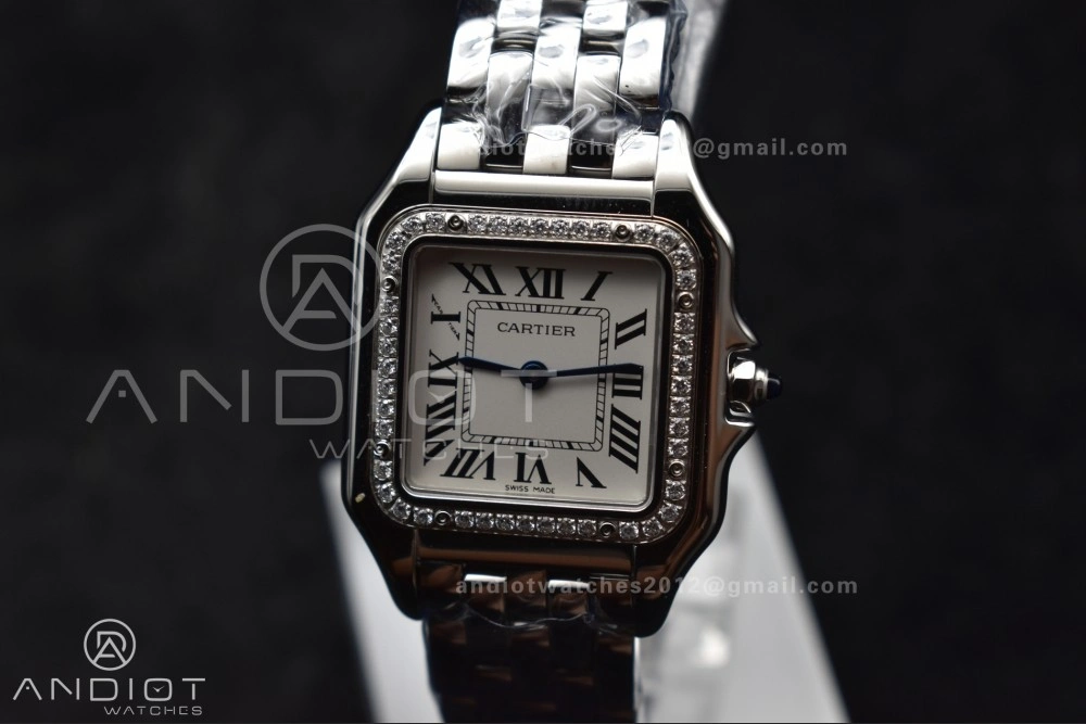 Durable Panthère 27mm BVF 1:1 Best Edition SS White Dial Diamonds Bezel on SS Bracelet Ronda Quartz 228