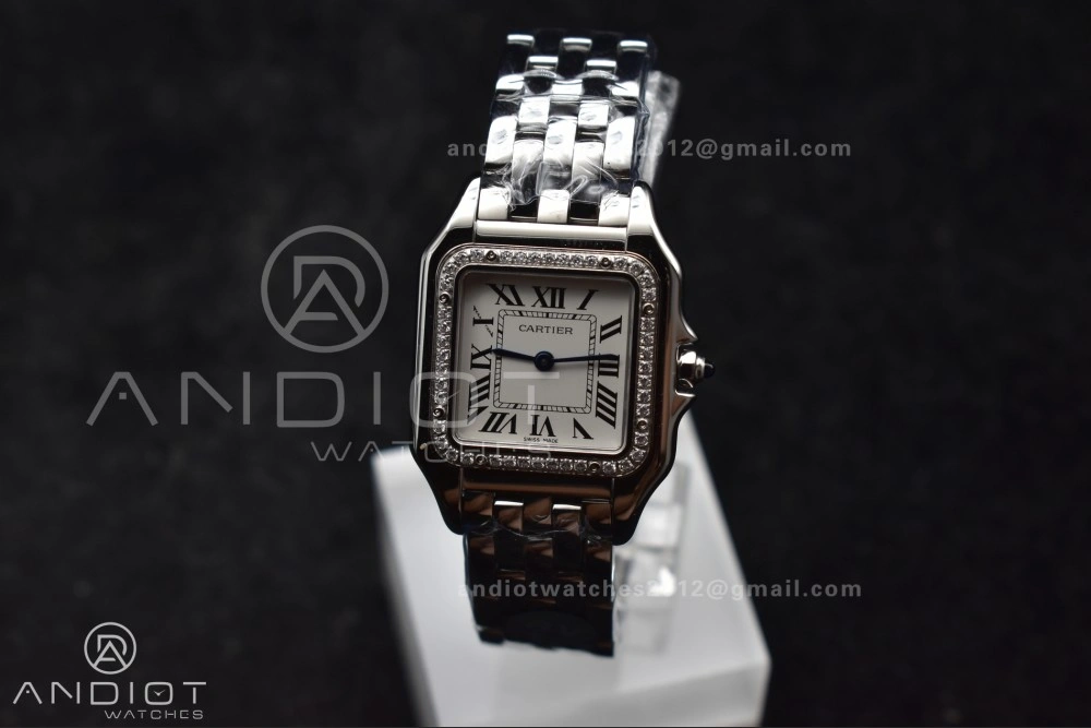 Durable Panthère 27mm BVF 1:1 Best Edition SS White Dial Diamonds Bezel on SS Bracelet Ronda Quartz 228