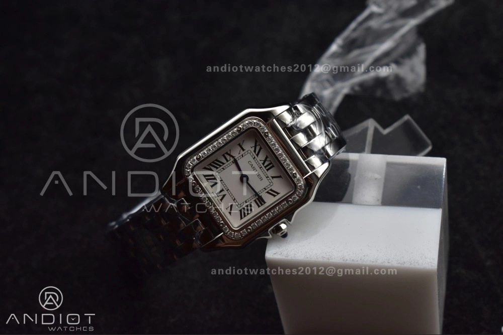 Durable Panthère 27mm BVF 1:1 Best Edition SS White Dial Diamonds Bezel on SS Bracelet Ronda Quartz 228