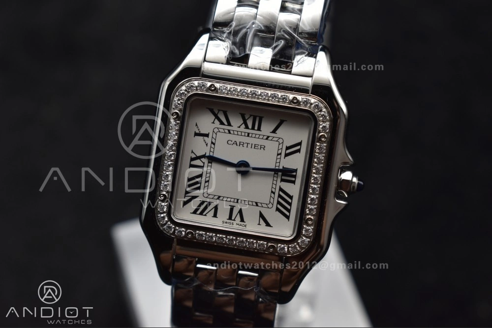 Durable Panthère 27mm BVF 1:1 Best Edition SS White Dial Diamonds Bezel on SS Bracelet Ronda Quartz 228