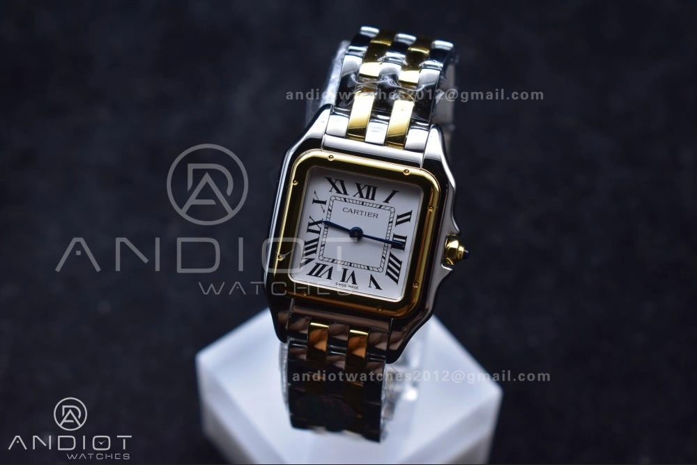 Panthère 27mm BVF 1:1 Best Edition SS YG White Dial Stainless Bezel on SS YG Bracelet Ronda Quartz BestValue 234