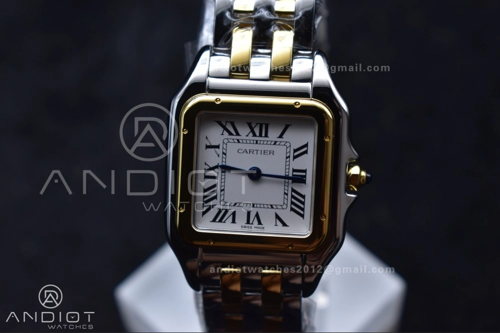 Panthère 27mm BVF 1:1 Best Edition SS YG White Dial Stainless Bezel on SS YG Bracelet Ronda Quartz BestValue 234