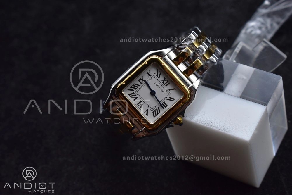 Panthère 27mm BVF 1:1 Best Edition SS YG White Dial Stainless Bezel on SS YG Bracelet Ronda Quartz BestValue 234