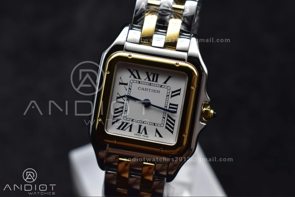 Panthère 27mm BVF 1:1 Best Edition SS YG White Dial Stainless Bezel on SS YG Bracelet Ronda Quartz BestValue 234