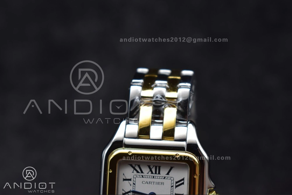 Panthère 27mm BVF 1:1 Best Edition SS YG White Dial Stainless Bezel on SS YG Bracelet Ronda Quartz BestValue 234