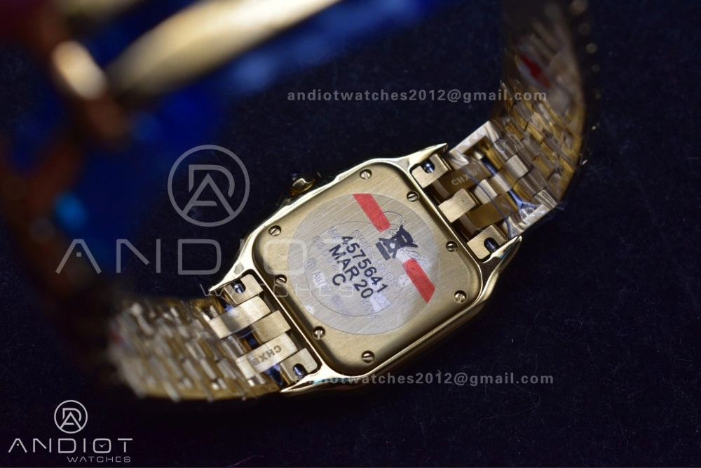 SoftTouch Panthère 27mm BVF 1:1 Best Edition YG White Dial Diamonds Bezel on YG Bracelet Ronda Quartz 237