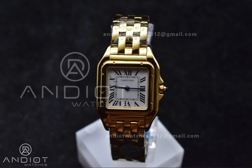 EasyMatch Panthère 27mm BVF 1:1 Best Edition YG White Dial on YG Bracelet Ronda Quartz 211