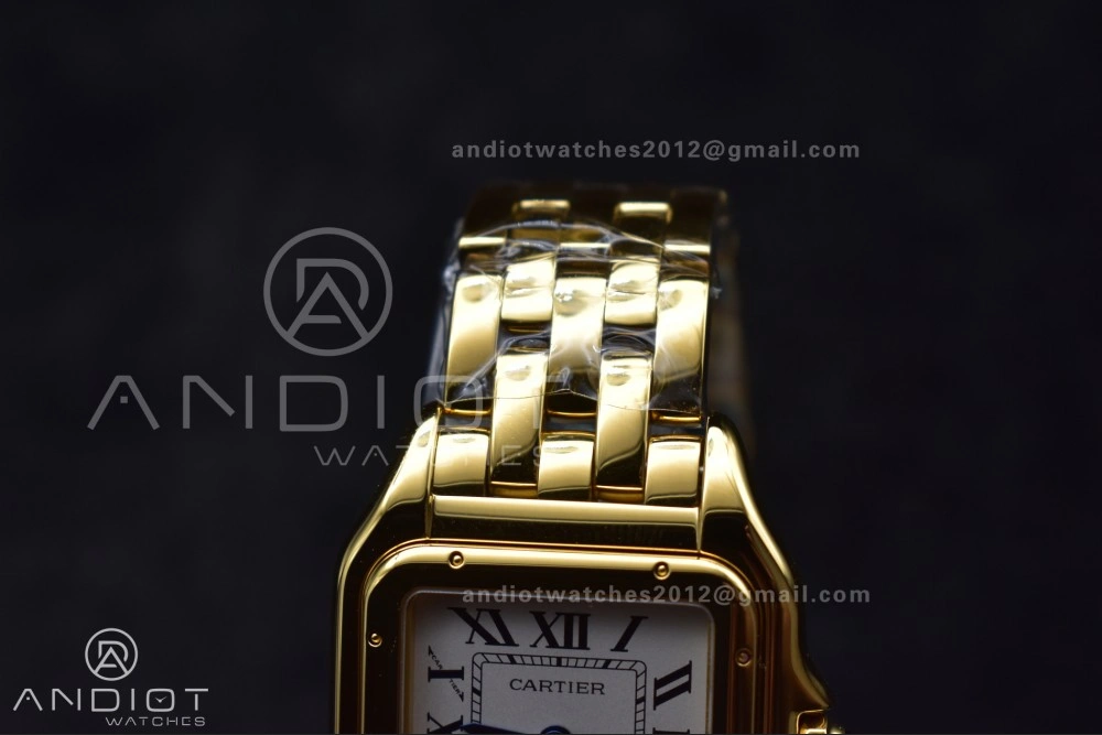 EasyMatch Panthère 27mm BVF 1:1 Best Edition YG White Dial on YG Bracelet Ronda Quartz 211