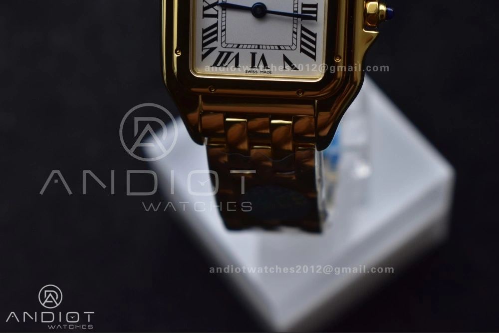 EasyMatch Panthère 27mm BVF 1:1 Best Edition YG White Dial on YG Bracelet Ronda Quartz 211
