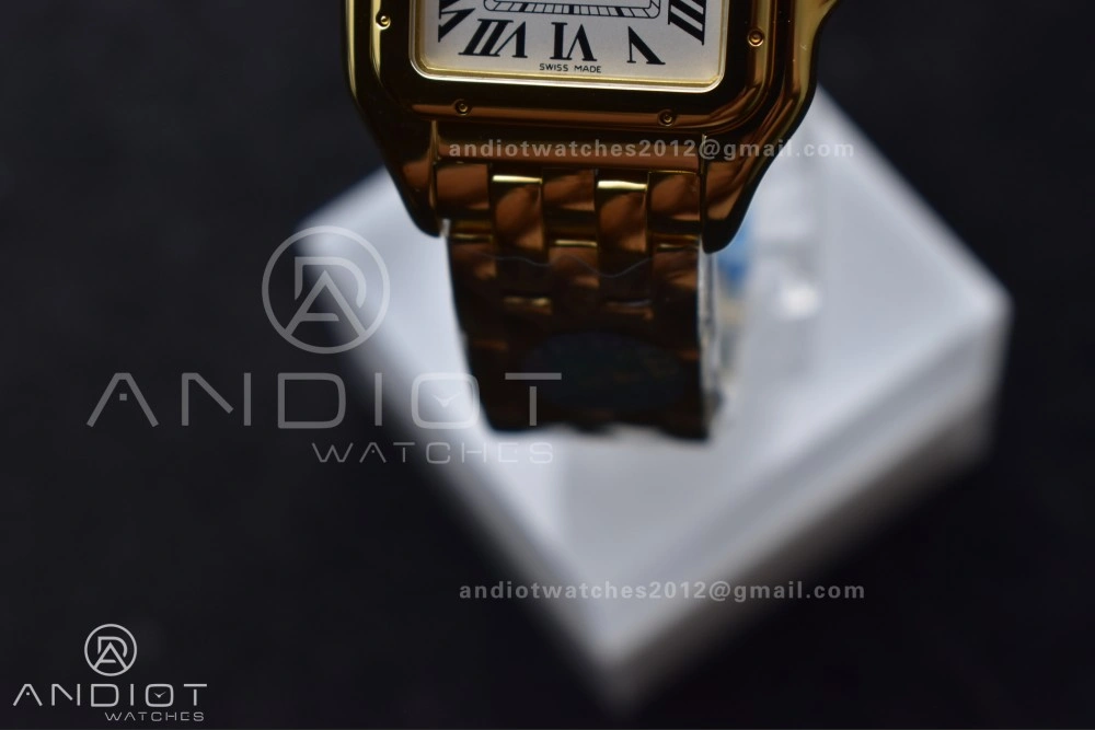 EasyMatch Panthère 27mm BVF 1:1 Best Edition YG White Dial on YG Bracelet Ronda Quartz 211