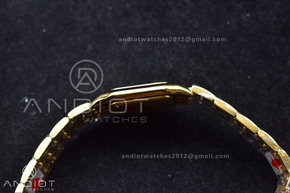 EasyMatch Panthère 27mm BVF 1:1 Best Edition YG White Dial on YG Bracelet Ronda Quartz 211