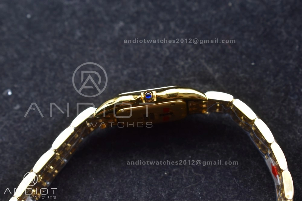 EasyMatch Panthère 27mm BVF 1:1 Best Edition YG White Dial on YG Bracelet Ronda Quartz 211