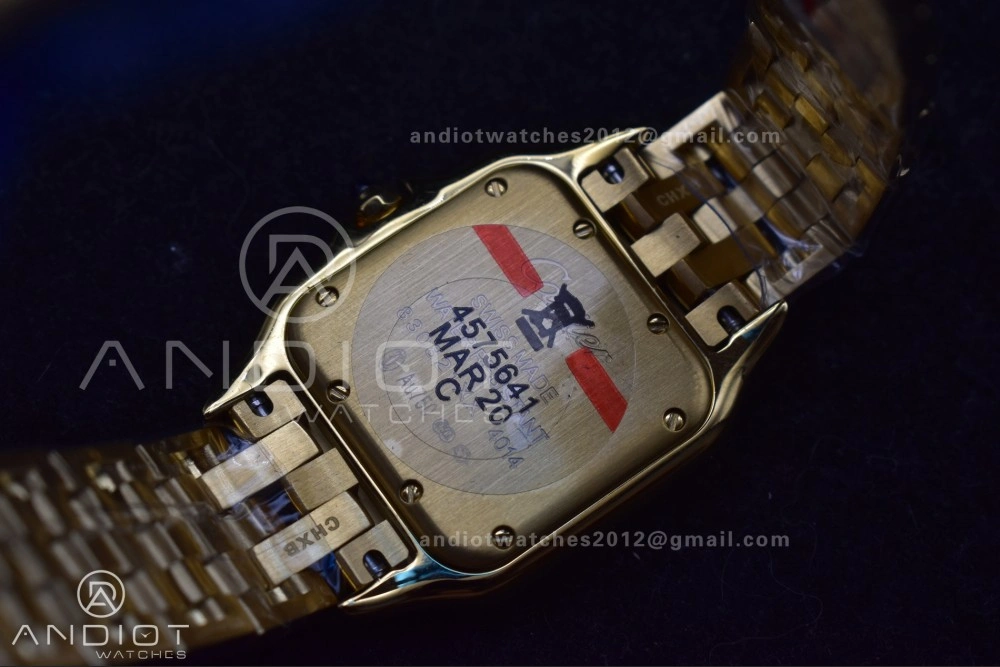 EasyMatch Panthère 27mm BVF 1:1 Best Edition YG White Dial on YG Bracelet Ronda Quartz 211